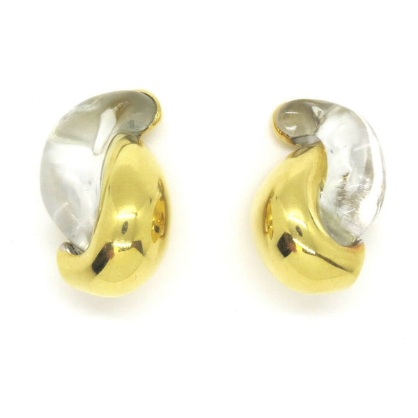 Seaman Schepps Gold Crystal Half Link Earrings