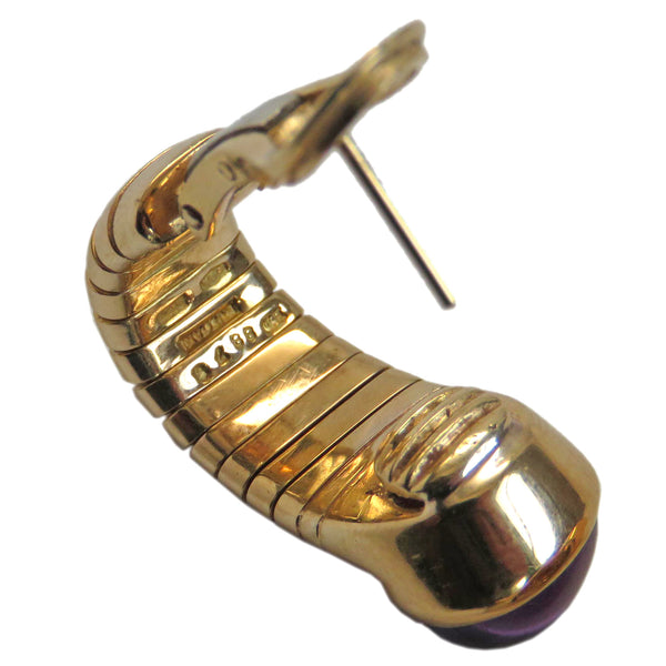 Bulgari Tubogas Gold Amethyst Earrings