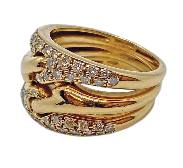 Bulgari Gold Diamond Three Band Ring
