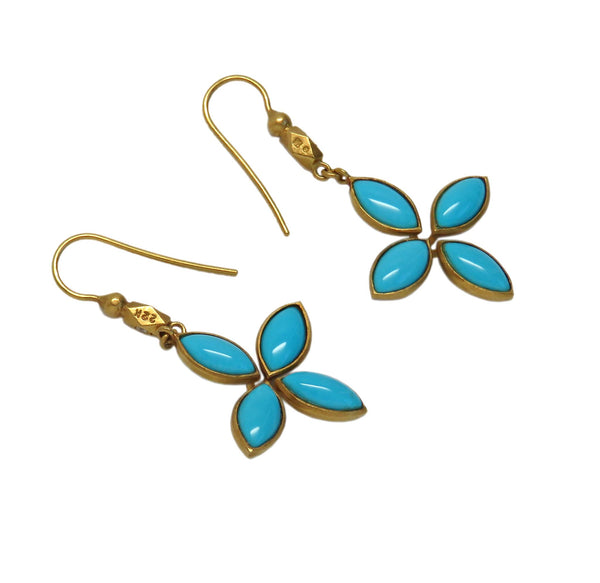 Cathy Waterman Gold Diamond Turquoise Earrings
