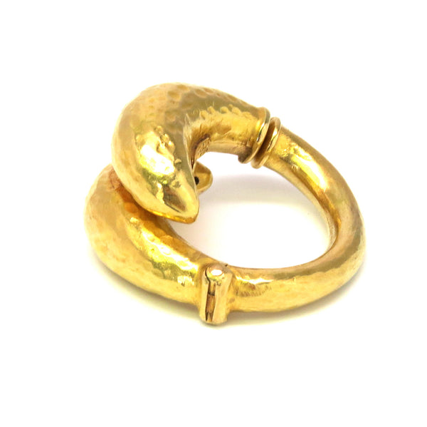 Ilias Lalaounis Gold Hand Hammered Hinged Ring