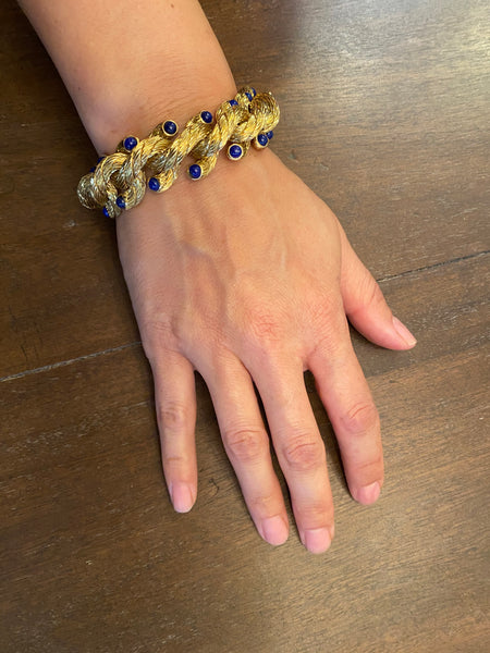 Carlo Weingrill 1970s Gold Lapis Lazuli Bracelet