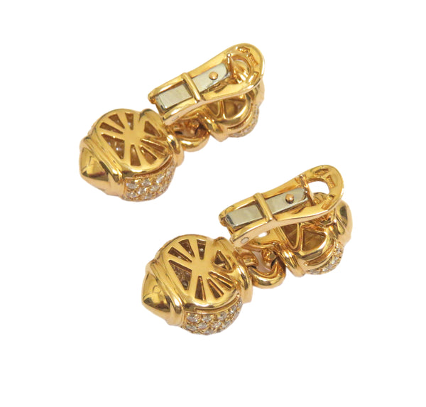 Bulgari Gold Diamond Drop Earrings Back View