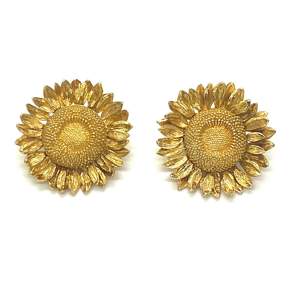 Asprey Gold Large Sunflower Earrings