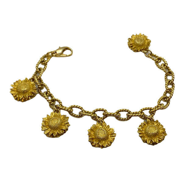 Asprey Gold Sunflower Charm Bracelet
