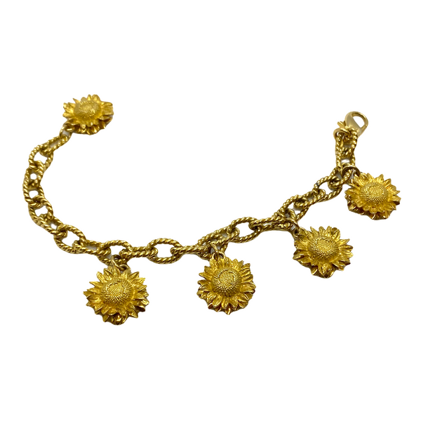 Asprey Gold Sunflower Charm Bracelet