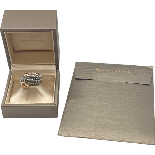 Bulgari Serpenti Gold and Steel Diamond Wrap Ring