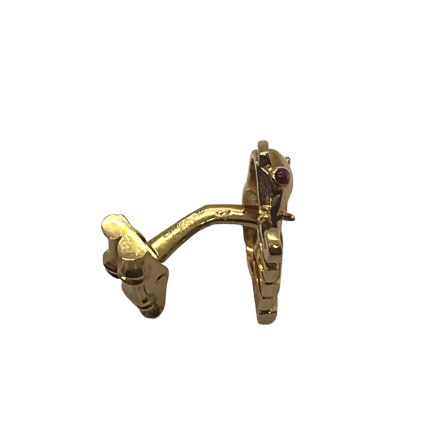 Cartier Gold Emerald Ruby Elephant Cufflinks