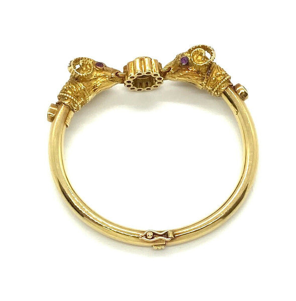 Vintage Ilias Lalaounis Gold Sapphire Diamond Ruby Ram's Head Bracelet