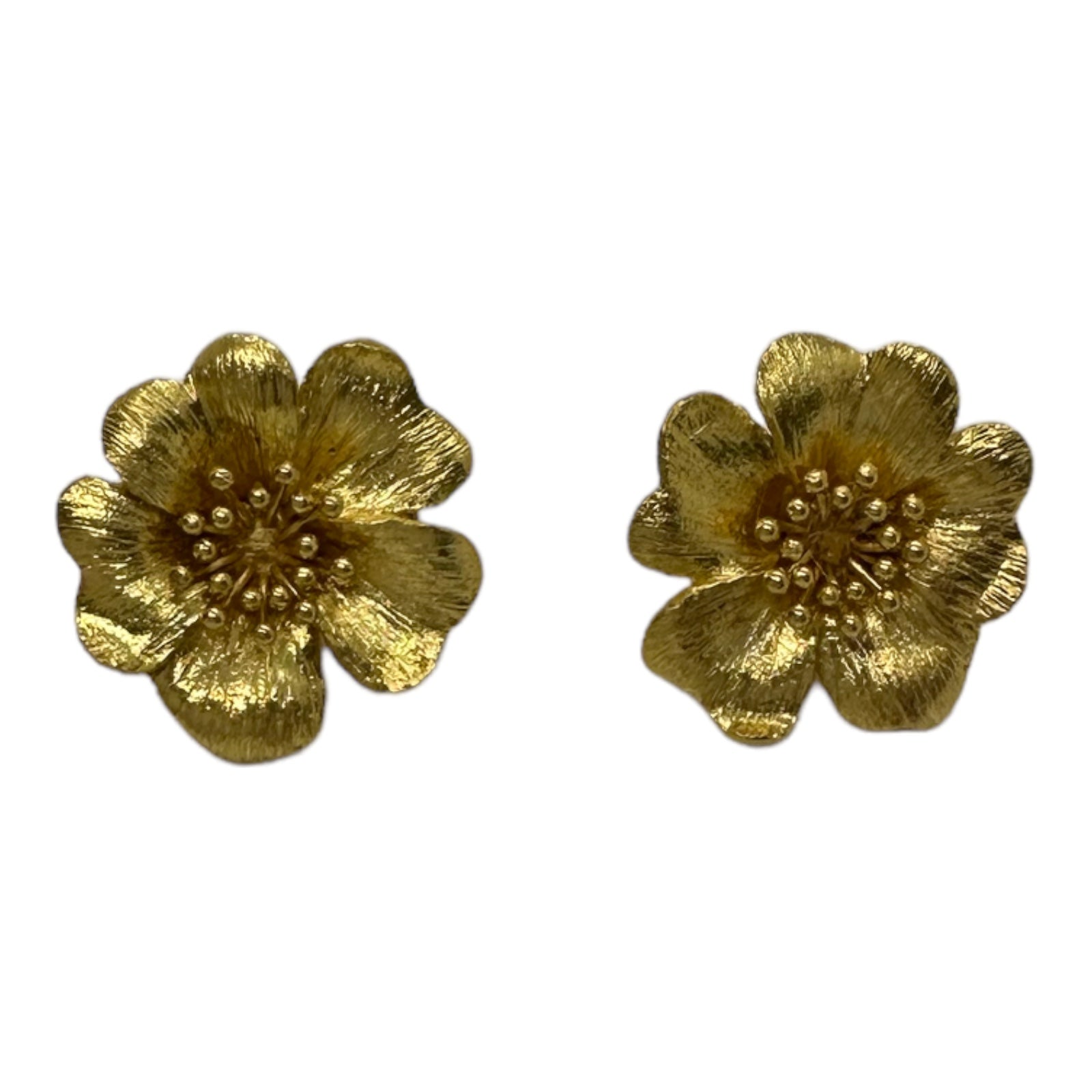 Ilias Lalaounis Gold Wild Rose Flower Earrings