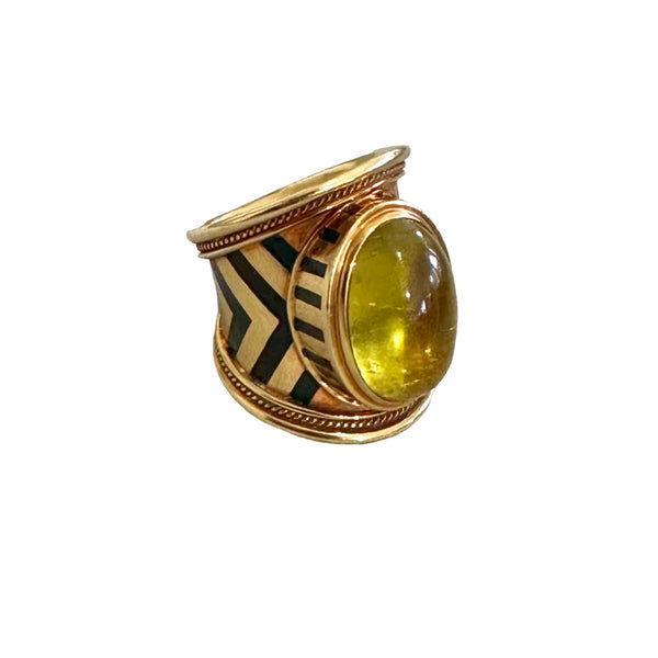Elizabeth Gage Gold Yellow Tourmaline Ring