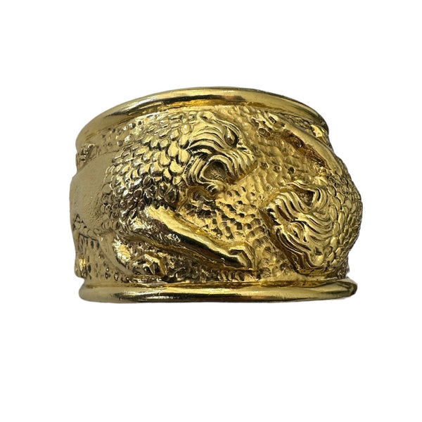 Maz Gold Fighting Lion Cuff Bracelet