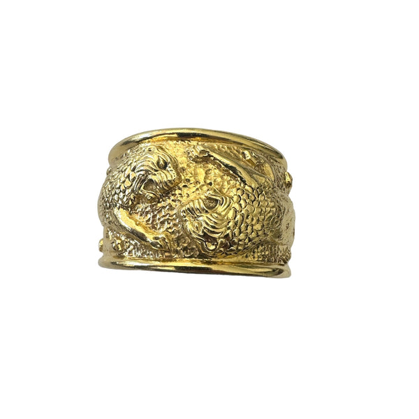 Maz Gold Fighting Lion Cuff Bracelet
