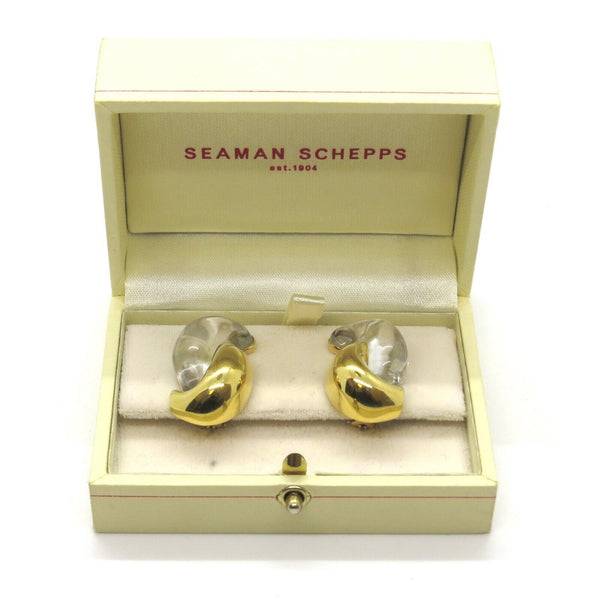 Seaman Schepps Gold Crystal Half Link Earrings