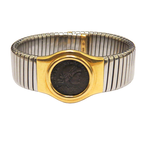 Bulgari Gold Steel Coin Tubogas Bracelet