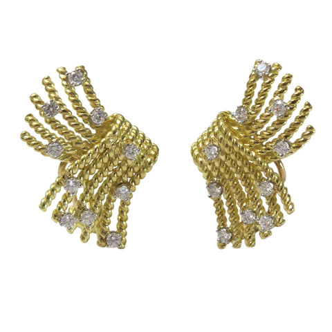 Tiffany & Co Schlumberger V Rope Diamond Gold Earrings