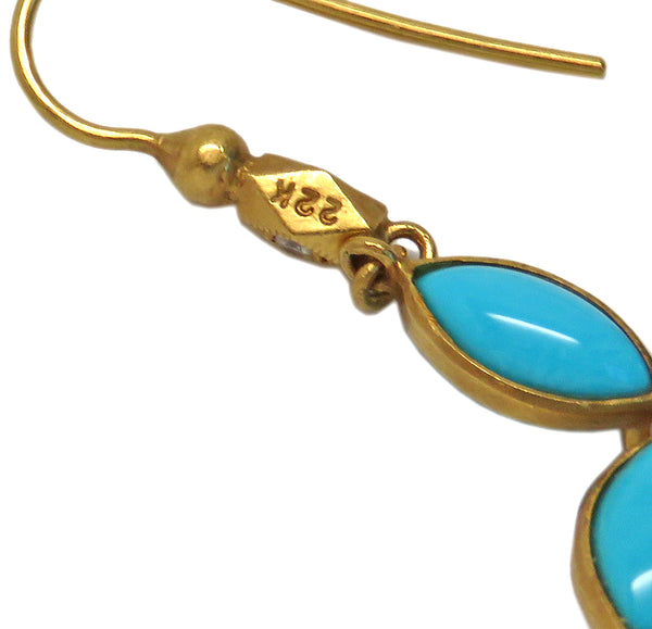 Cathy Waterman Gold Diamond Turquoise Earrings