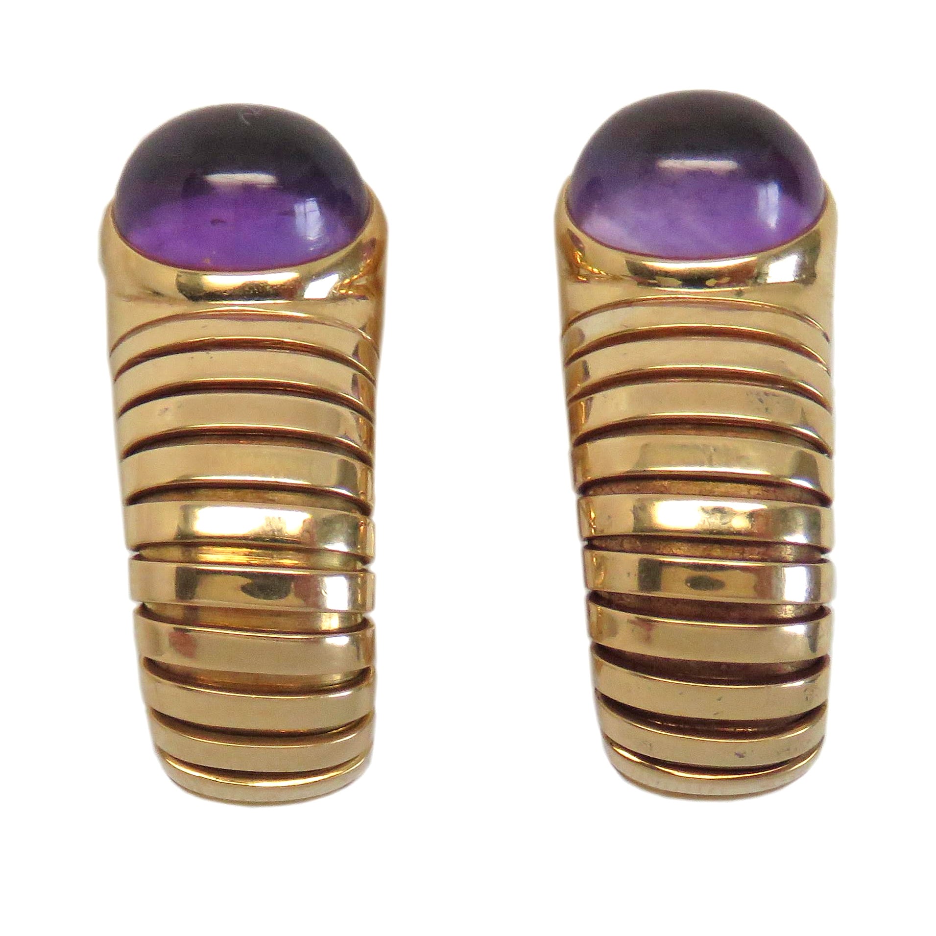 Bulgari Tubogas Gold Amethyst Earrings