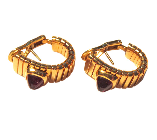 Bulgari Tubogas Rhodolite Garnet Gold Earrings