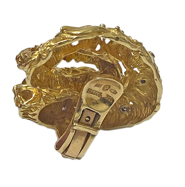 Ilias Lalaounis Gold Diamond Ruby Chimera Earrings