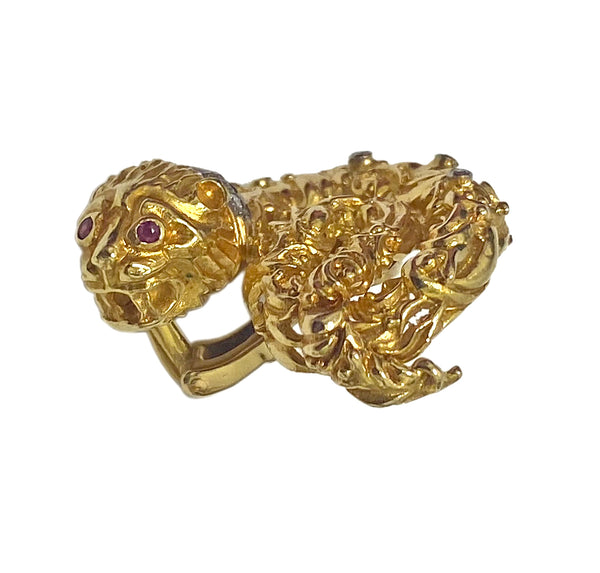 Ilias Lalaounis Gold Diamond Ruby Chimera Earrings