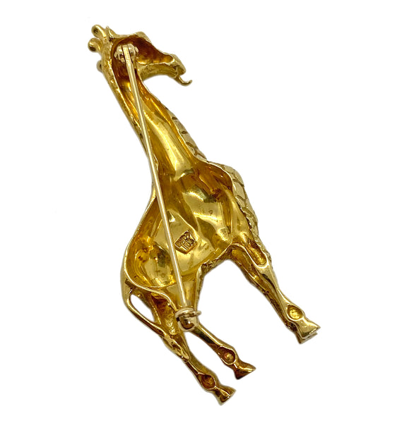 Craig Drake Gold Emerald Giraffe Brooch Pin