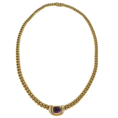 Bulgari Gold Diamond Amethyst Pendant Necklace