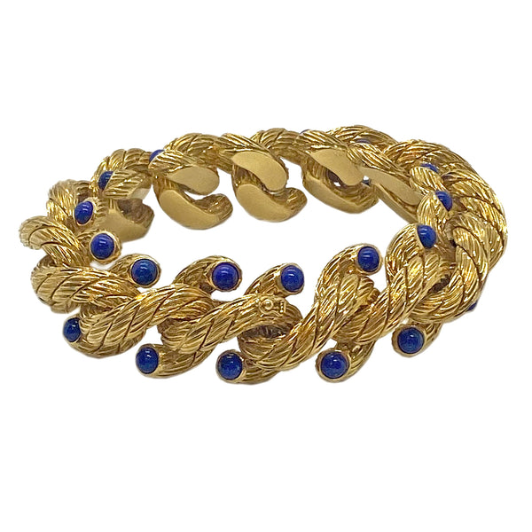Carlo Weingrill 1970s Gold Lapis Lazuli Bracelet
