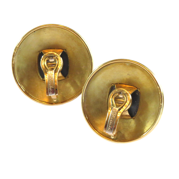 De Vroomen Enamel Hematite Gold Earrings