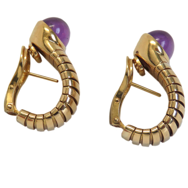 Bulgari Tubogas Gold Amethyst Earrings