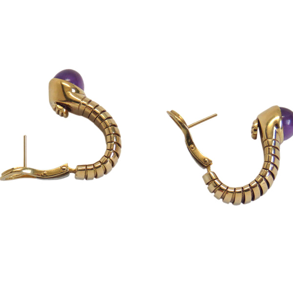 Bulgari Tubogas Gold Amethyst Earrings