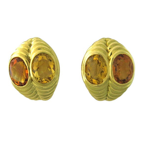 Bulgari Gold Citrine Ribbed Earrings