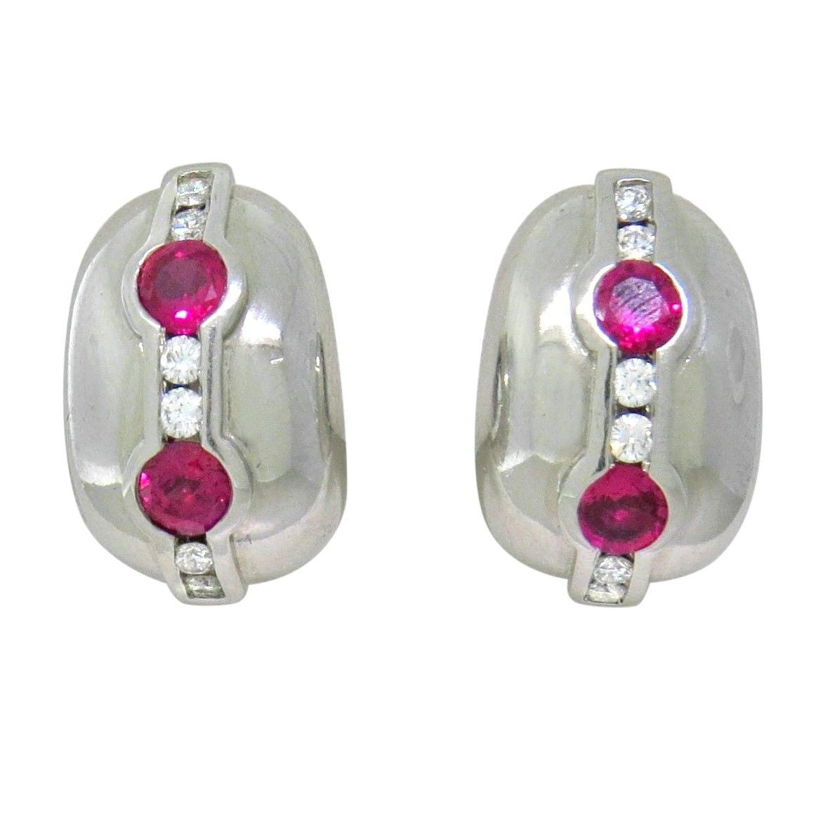 Kieselstein Cord Platinum Ruby Diamond Earrings