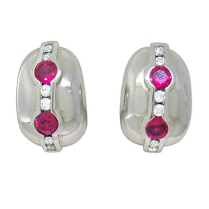 Kieselstein Cord Platinum Ruby Diamond Earrings