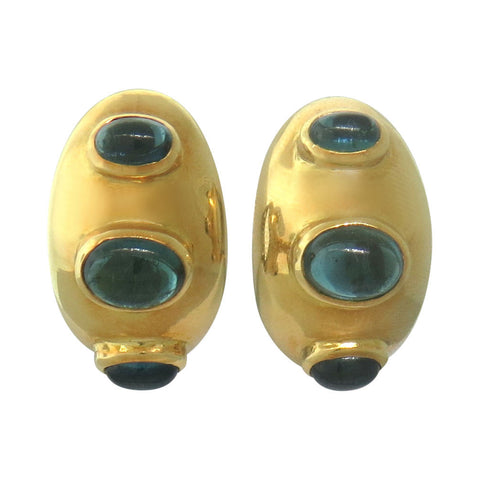 Elizabeth Locke Gold London Blue Topaz Earrings