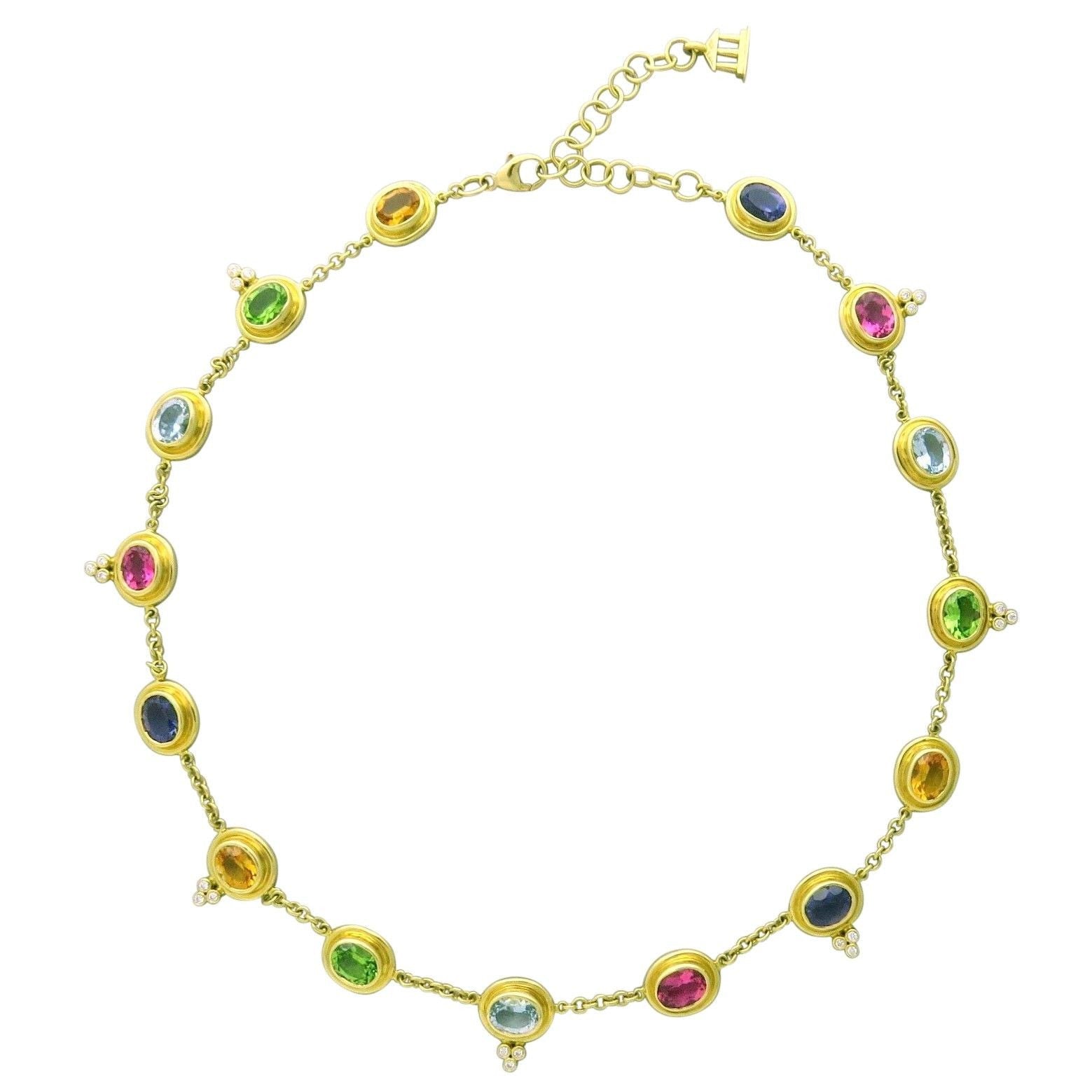 Temple St. Clair Gold Gemstone Diamond Necklace