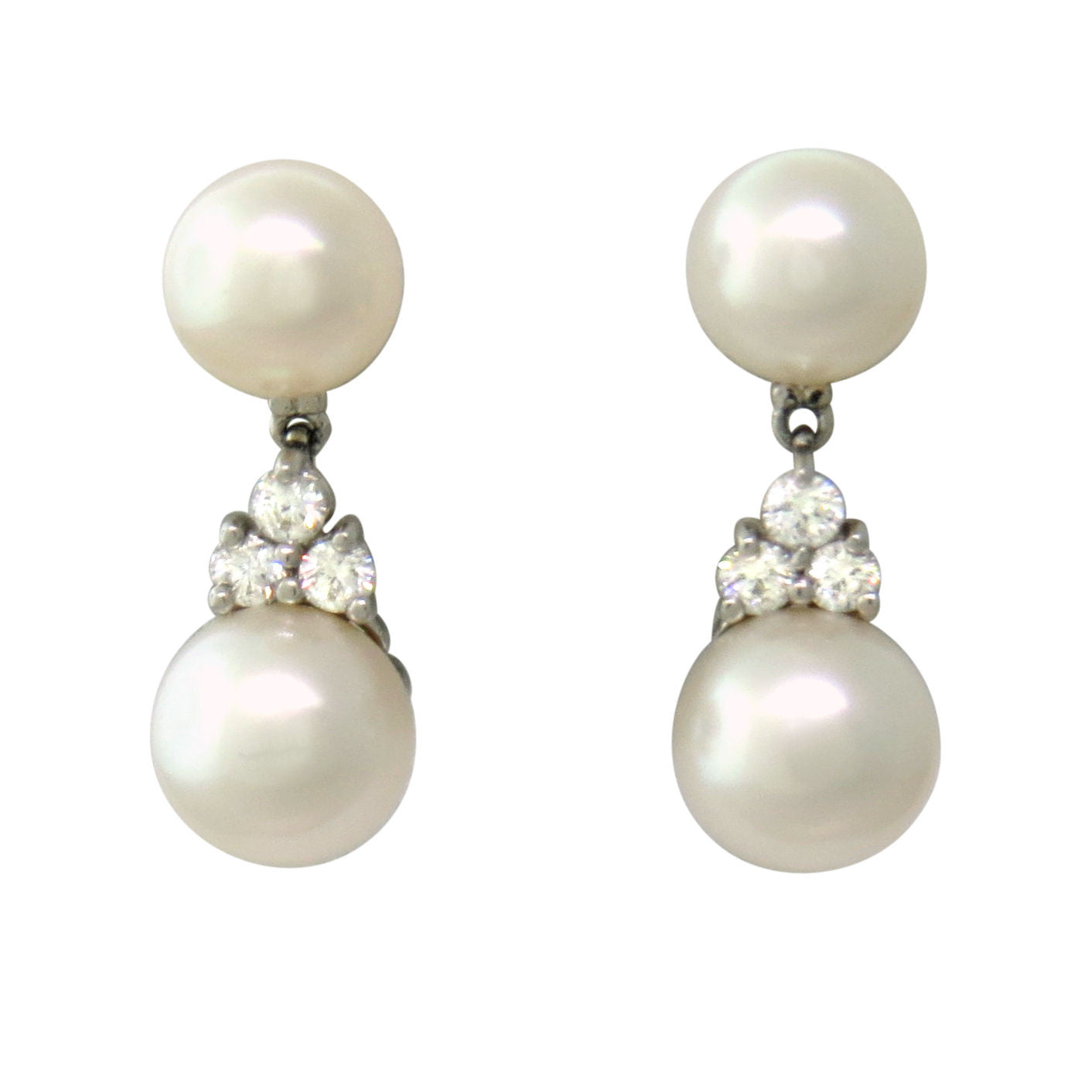 Tiffany & Co Aria Collection Platinum Diamond Pearl Drop Earrings
