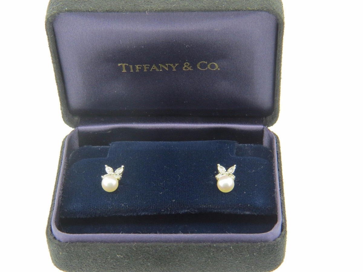Tiffany & Co Victoria Platinum Diamond Pearl Earrings – Stanley Michael ...