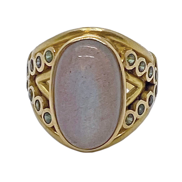 Elizabeth Locke Gold Labradorite Tsavorite Garnet Ring