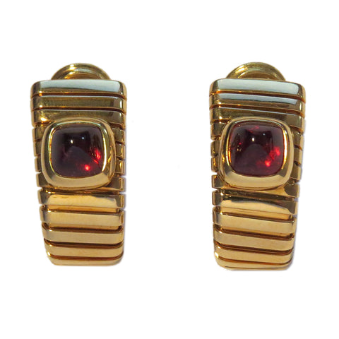 Bulgari Tubogas Rhodolite Garnet Gold Earrings