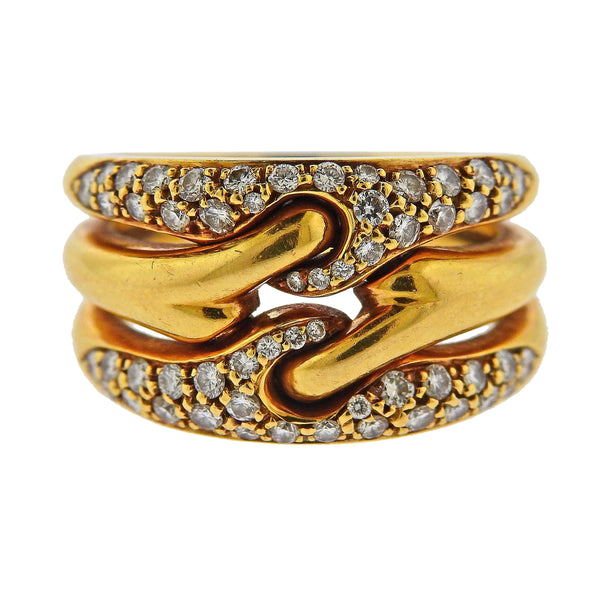 Bulgari Gold Diamond Three Band Ring