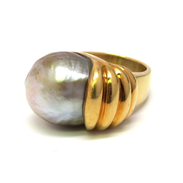 Gumps Gold Baroque Pearl Cocktail Ring