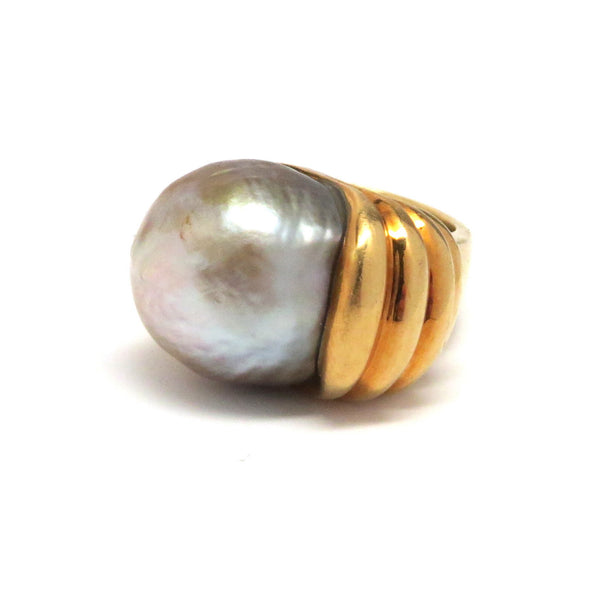 Gumps Gold Baroque Pearl Cocktail Ring