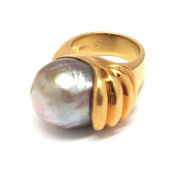 Gumps Gold Baroque Pearl Cocktail Ring