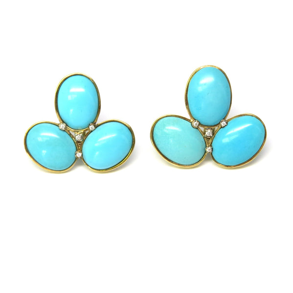 Faraone Mennella Gold Turquoise Diamond Earrings
