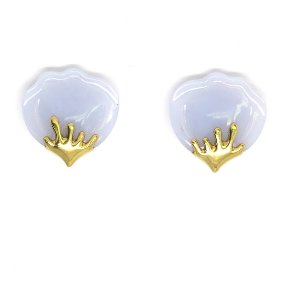 Tiffany & Co Gold Chalcedony Flower Petal Earrings