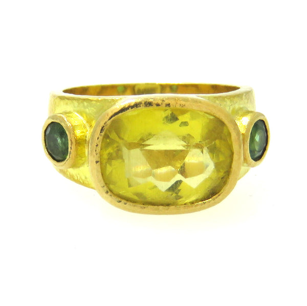 Elizabeth Locke Gold Citrine Green Tourmaline Ring