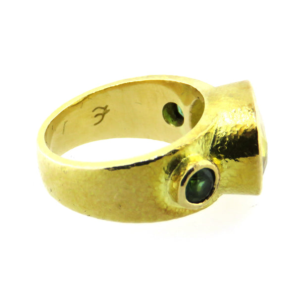 Elizabeth Locke Gold Citrine Green Tourmaline Ring