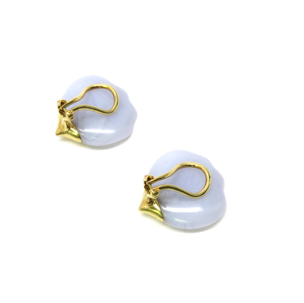 Tiffany & Co Gold Chalcedony Flower Petal Earrings