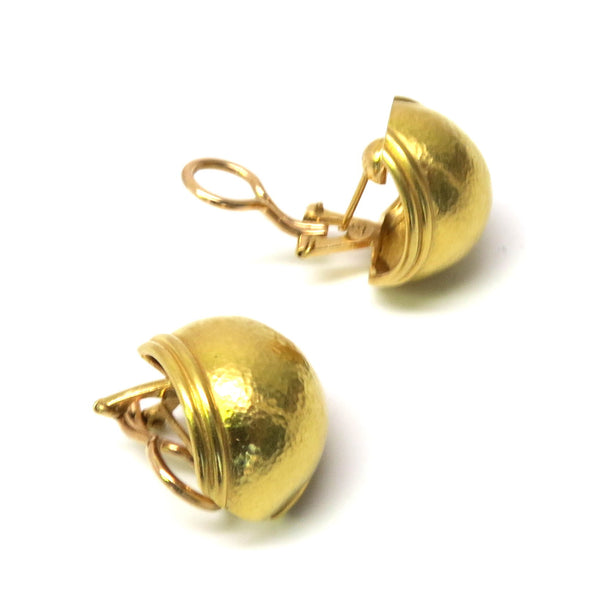 Elizabeth Locke Gold Puff Oval Earrings